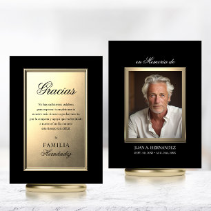 SPANISH Carta para begravning   Guld PHOTO Tack Kort