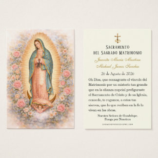 Spanish Catholic Guadalupe Wedding Holy Card Visitkort
