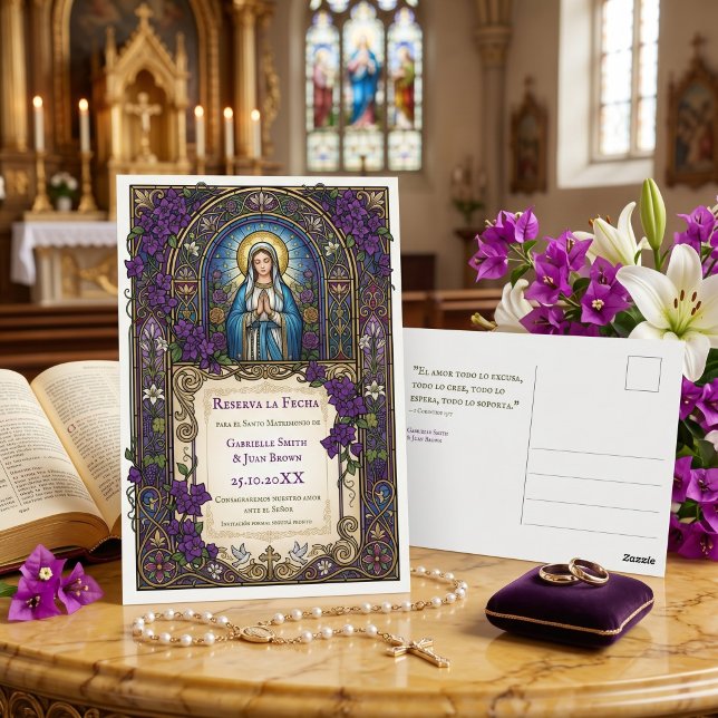 Spanish Catholic Reserva la Fecha Christian Vykort (Skapare uppladdad)