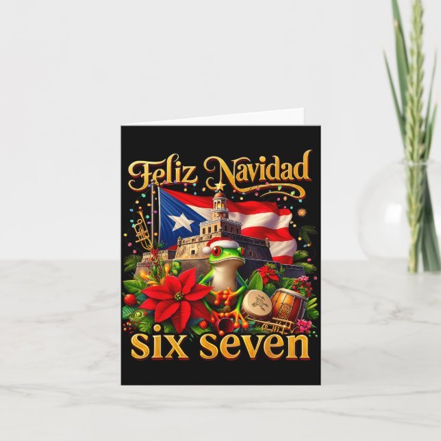 Spanish Christmas Funny Puerto Rico Boricua Coqui  Kort (Framsida)