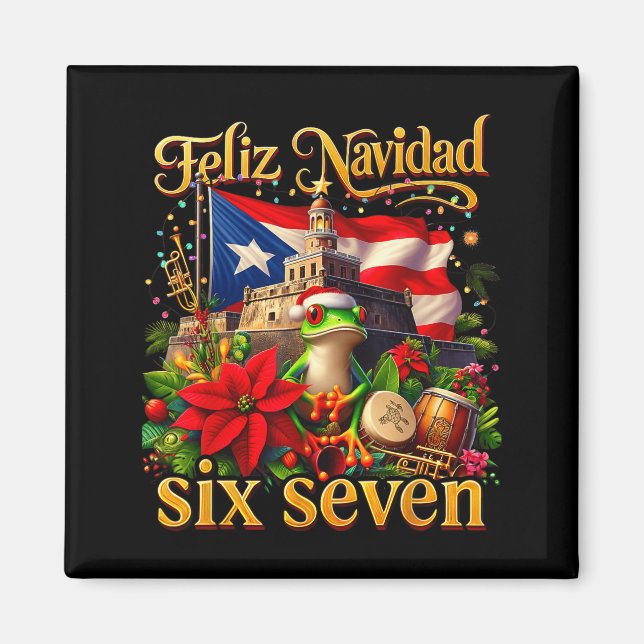 Spanish Christmas Funny Puerto Rico Boricua Coqui  Magnet (Framsidan)