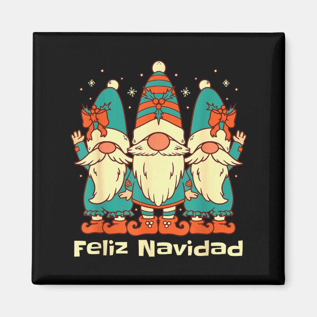 Spanish Christmas Gnomes Feliz Navidad  Magnet (Framsidan)
