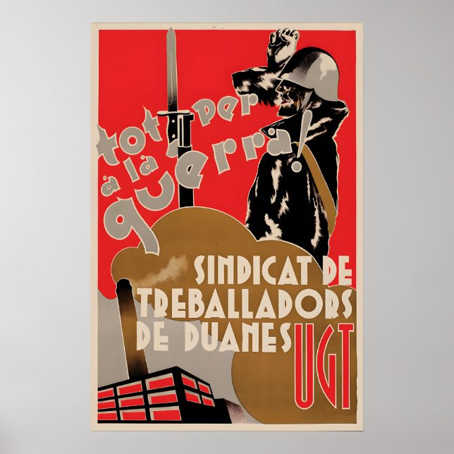 Spanish Civil War Poster All for war! Customs (Framsidan)