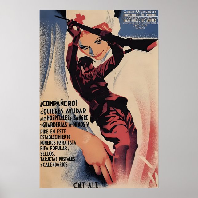Spanish Civil War Poster Comrade, help the (Framsidan)