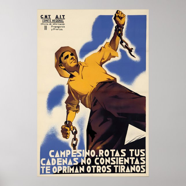 Spanish Civil War Poster Peasant, break your (Framsidan)