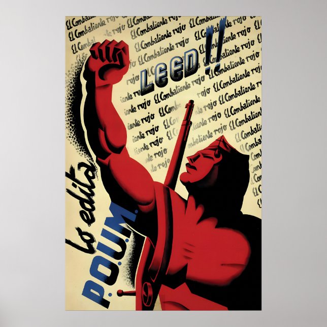 Spanish Civil War Poster POUM LEED (Framsidan)