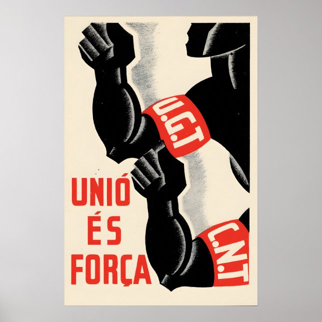 Spanish Civil War Poster UGT CNT Unity is strength (Framsidan)