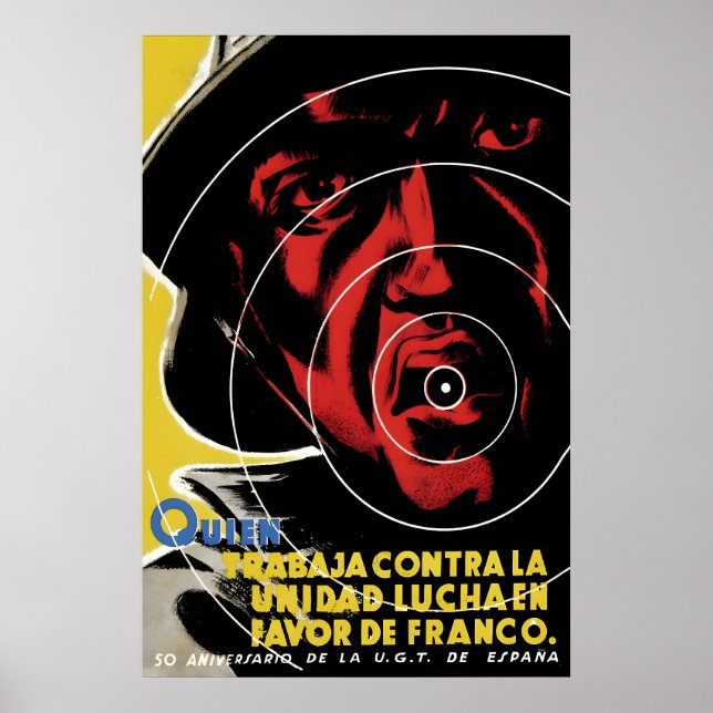 Spanish Civil War Poster Who works against unity (Framsidan)