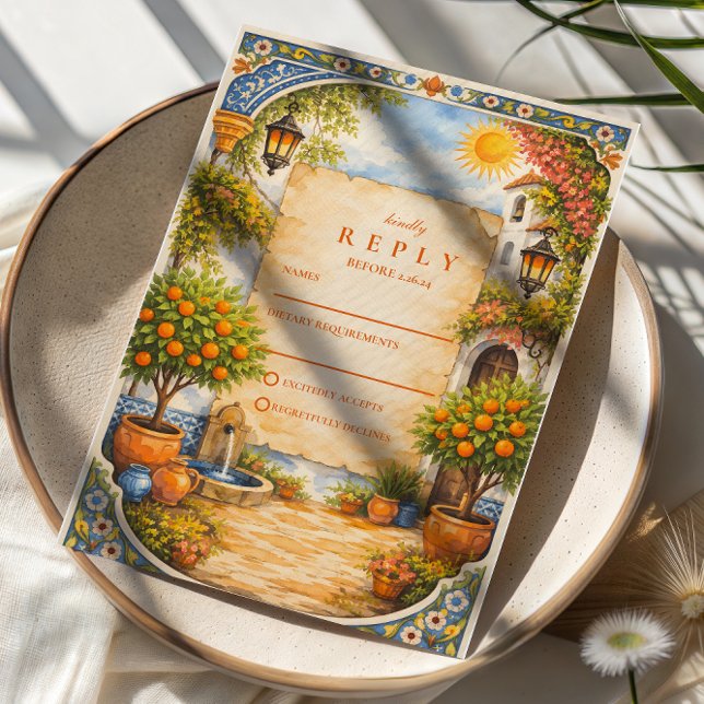 Spanish Courtyard Romance Wedding OSA Kort (Skapare uppladdad)