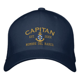 SPANISH El Capitan Lifesaver Anchor med ditt namn Broderad Keps