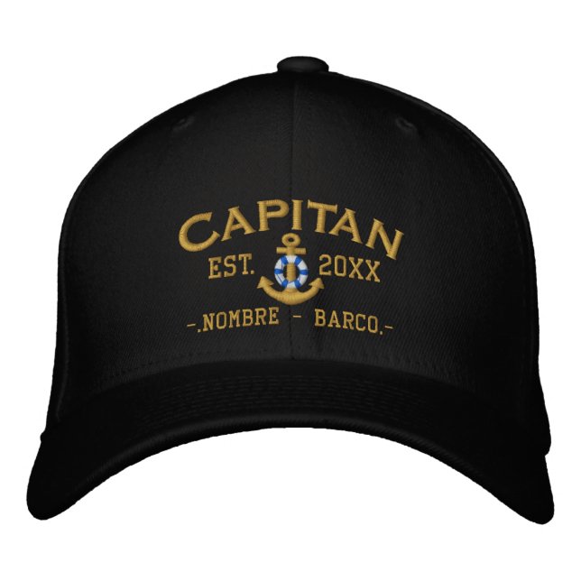 SPANISH El Capitan Nautical Personlig Broderad Keps (Framsida)