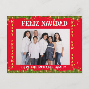 SPANISH ENGLISH ANPASSNINGSBAR CHRISTMAS FOTOKORT HELG VYKORT