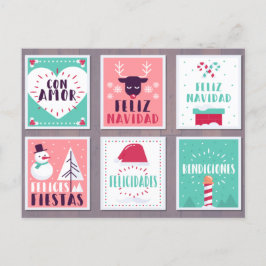 SPANISH FELIZ NAVIDAD CHRISTMAS-KORT SETT HELG VYKORT