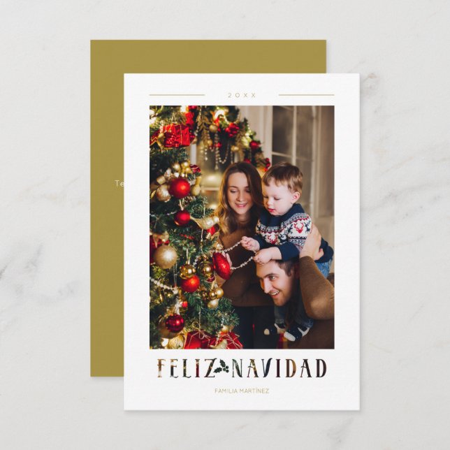 Spanish Feliz Navidad Modern Calligraphy Photo (Fram/baksida)