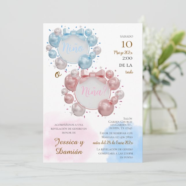 Spanish Gender Reveal Invitation Inbjudningar (Stående Fram)