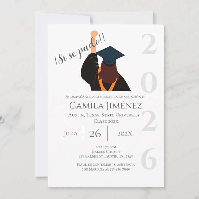 Spanish Graduation Invitation: Class of 2026 Inbjudningar (Framsida)