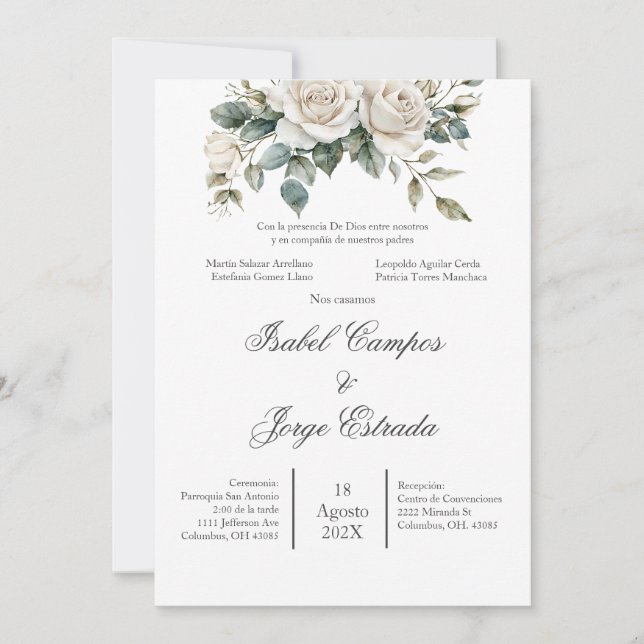 Spanish Greenery Wedding Invitation Inbjudningar (Framsida)
