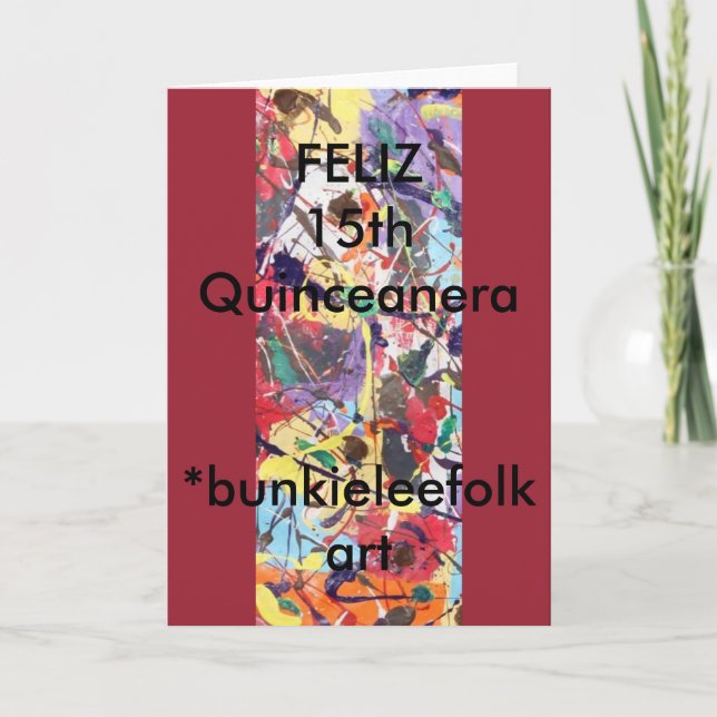 SPANISH, GREETING CARD, Feliz 15 Quinceanera Inbjudan (Framsida)