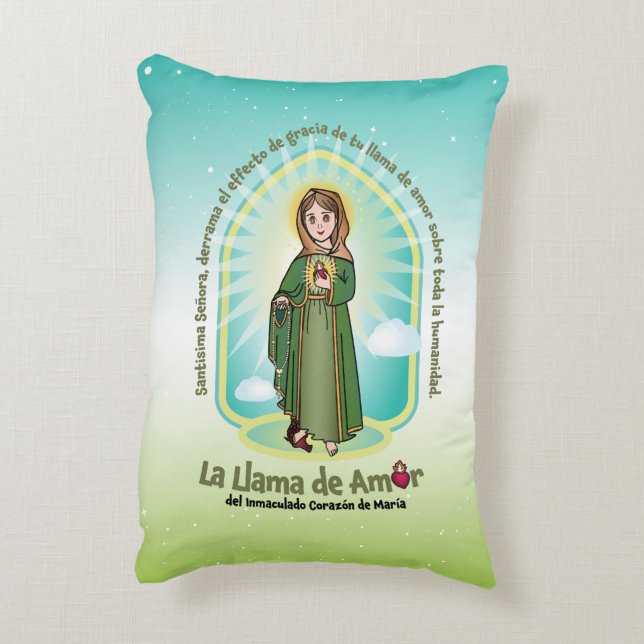 Spanish GRN Bg Kids FOL Mary Icon + Unity Prayer  Prydnadskudde (Baksidan(Vertikal))
