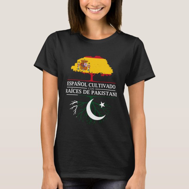 Spanish Grown with Pakistani Roots  Pakistan T Shirt (Framsida)