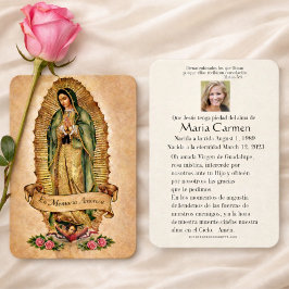 Spanish Guadalupe Mary Funeral Prayer Holy Card Placeringskort