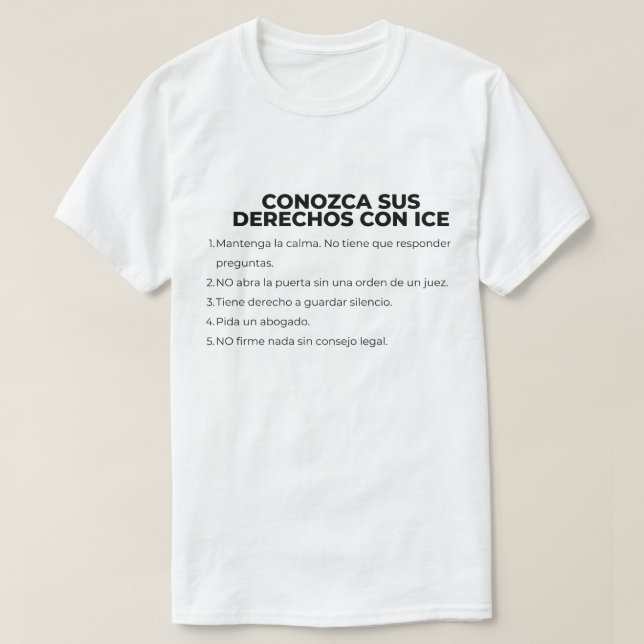 Spanish Know Your Rights With ICE T Shirt (Design framsida)