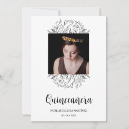 Spanish Luxury Wildflowers Frame Quinceañera Photo Inbjudningar