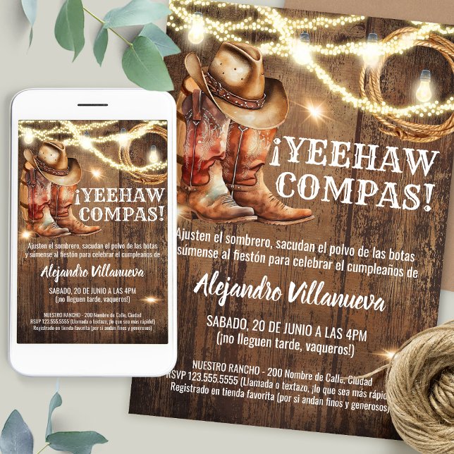 Spanish Mexican Cowboy Cumpleaños Vaquero Inbjudningar (Skapare uppladdad)