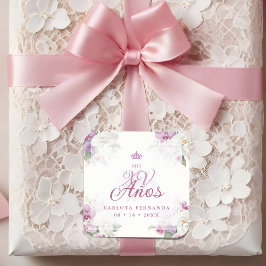 Spanish Mis XV Exquisite Floral Orchids Bouquets Fyrkantigt Klistermärke