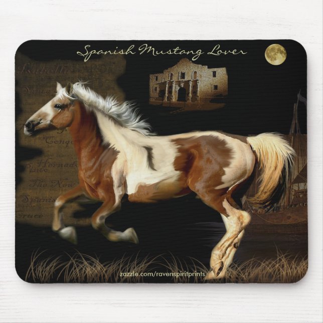 SPANISH MUSTANG BARB HORSE LOVER Mousepad Musmatta (Framsidan)