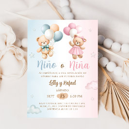 Spanish Nino o Nina Teddy Bear Gender Reveal Inbjudningar