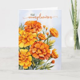 Spanish Oct Birthday Feliz Cumpleanos Marigolds Kort