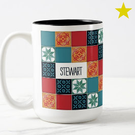 Spanish Portuguese Azulejos Tiles Custom Name Mug Två-Tonad Mugg