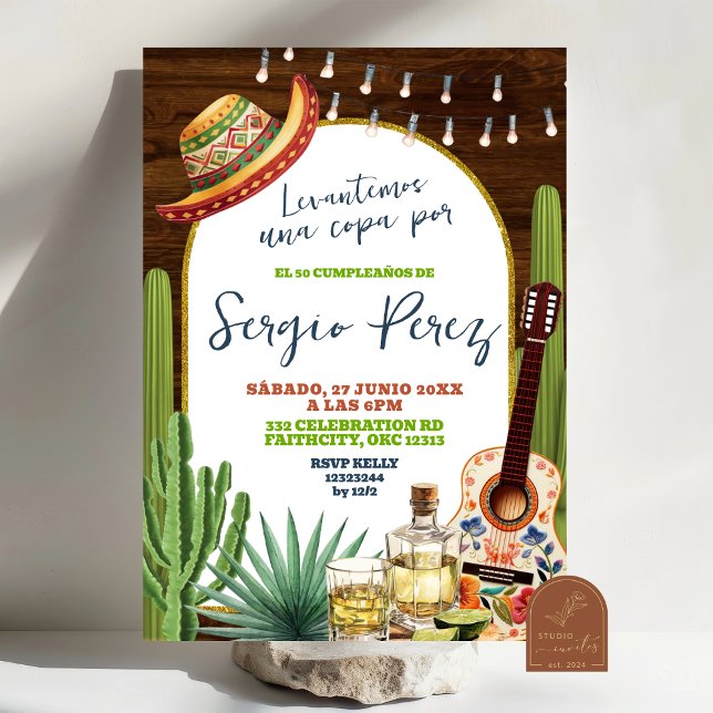 Spanish Raise a glass for Tequila Birthday Inbjudningar (Skapare uppladdad)