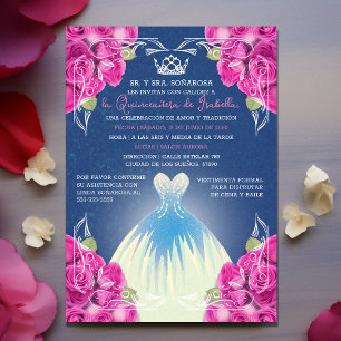 SPANISH ROSA & BLUE QUINCEAÑERA INBJUDNINGAR