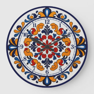 Spanish Talavera Style Numbered Clock Stor Klocka