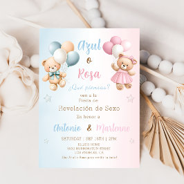 Spanish Teddy Bear Gender Reveal Invitation Inbjudningar
