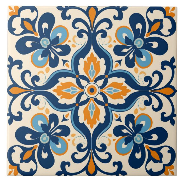 Spanish Tile Mediterranean Ceramic Tile Kakelplatta (Framsidan)
