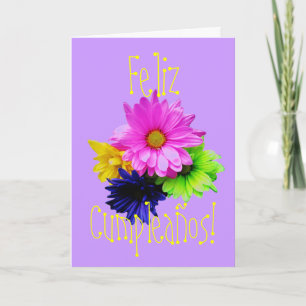 Spanjor: Cumpleanos! margaritaneon (födelsedag) Kort