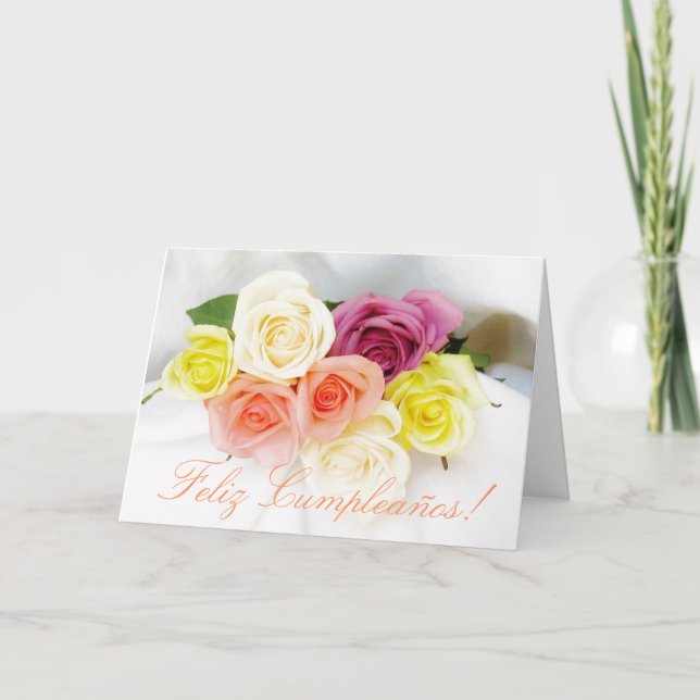 Spanjor: Födelsedag vita Cumpleanos Kort (Framsida)