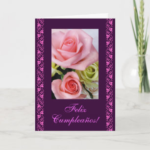Spanjor: Födelsedagrosa ros/rosas de cumpleanos Kort