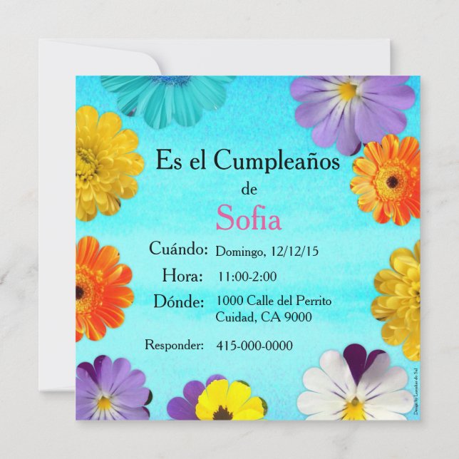 Spanjor: Invitación de cumpleaños/Födelsedag Inbjudningar (Baksida)