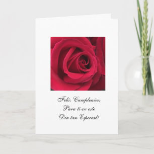 Spanjor: Röd ros Cumpleanos/födelsedag Kort