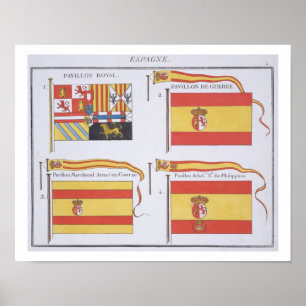 Spanjoren sjunker, från en fransk bok av flaggor, poster