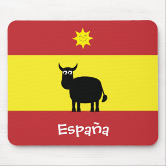 Spanjorflagga med den gulliga tjuren & lesolen musmatta