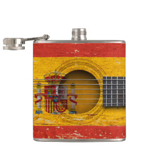 Spanjorflagga på den gammala akustiska gitarren fickplunta