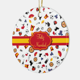 SpanjorflaggaFeliz Navidad prydnad Julgransprydnad Keramik