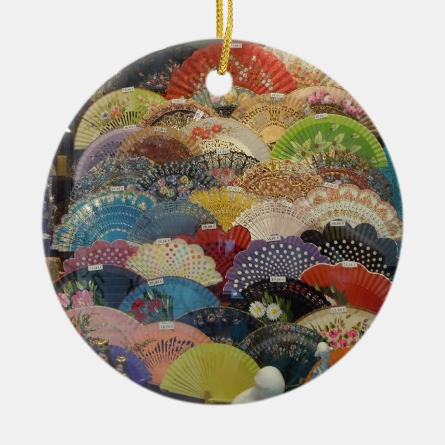 Spanjorprydnad - flamencofläktar julgransprydnad keramik (Framsidan)