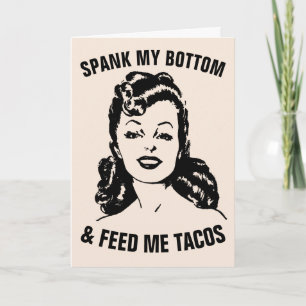SPANK MY GRUND OCH MATA MIG TACOS RETRO HOUSEWIFE KORT
