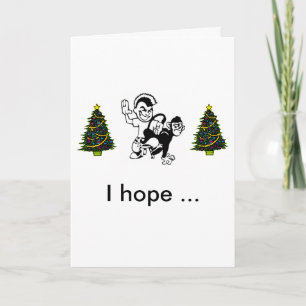 Spank-the-Monkey, julgran, jultomte tre... Helgkort